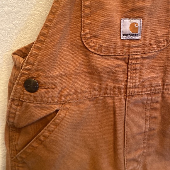 Carhartt Tan Cotton Canvas One-Piece Bib Overalls Baby Size 18M Unisex Preowned - Picture 3 of 11
